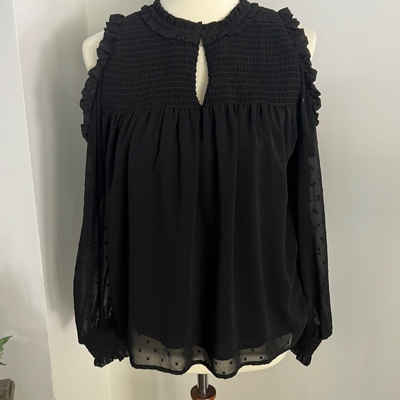 Anthropology Wishmaker Swiss Dot Open Blouse. - Picture 3 of 15